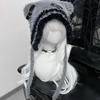 Bear Pattern Hats Adult Soft Plush Hats Thicken Female Hats Star Crosses Decoration for Daily Wear
