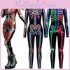 Colorful Skeleton Bodysuit For Halloween Unique Digital Print Jumpsuit