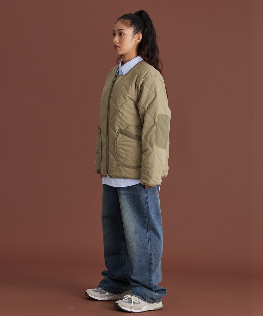 Cream Soda Lab Warm-Up Quilted Two-Way Jacket Khaki