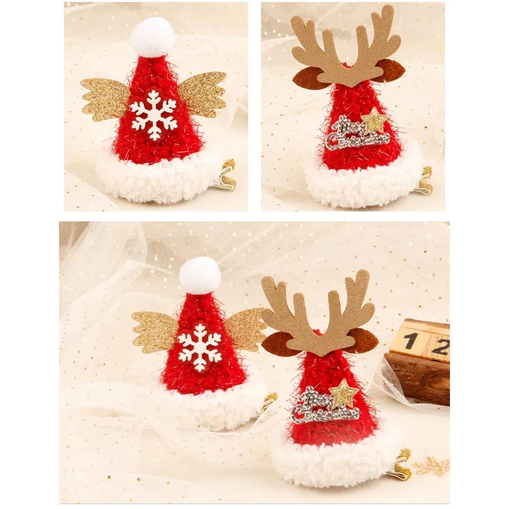 New Bright Velvet Christmas Hair Clip Snowflake Wings Fawn Alphabet Cute Holiday Decorative Hair Accessories