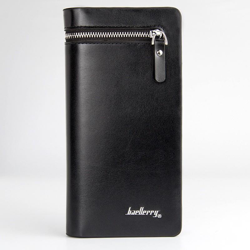 Men s Long Wallet Korean Version Business Large Capacity Handbag Solid Color Zipper Clutch 20X11X3 чёрный