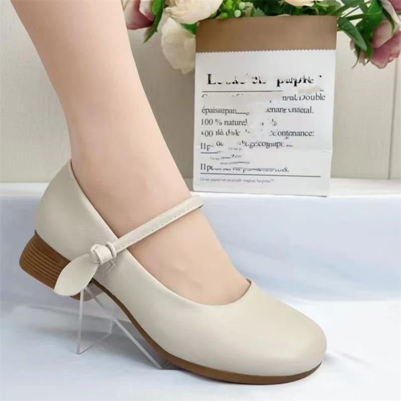 Spring and autumn soft leather soft-soled single shoes women's leather shoes 2025 new mother shoes comfortable Jane shoes shallow mouth Mary Jane shoe