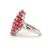 Orange Sapphire Oval Gemstone Band Ring, Rhodium Plated Sterling Silver Stackable Ring