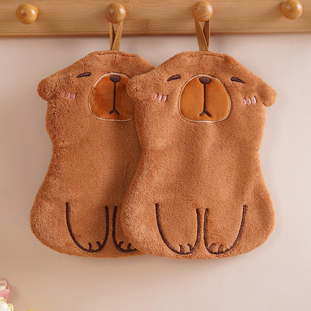 Niedliche Capybara-Muster Kinderhandtücher Mikrofaser Saugfähig Schnelltrocknend Hängende Waschlappen