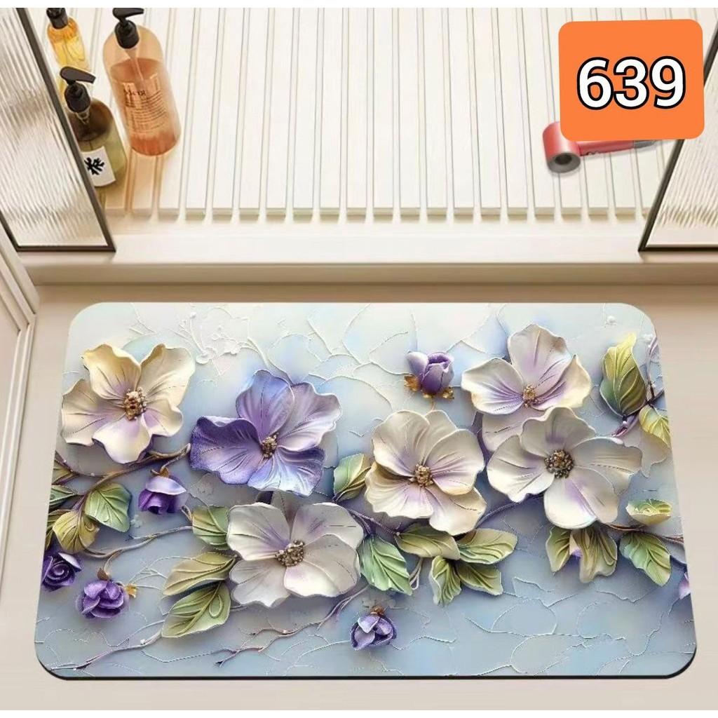 

Doormat Entrance Mat 2D Purple White Floral Pattern Non Slip Print Floor Mat for Bathroom Entryway Kitchen Hallway 40cm x 60cm