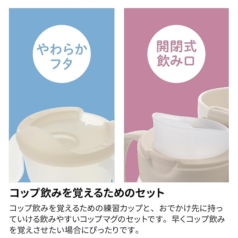 Richell Try Cup Drinking Master Set R Cherry Blossom (for babies 4 months and up) Easy to drink from, spill-proof, polypropylene, 120778