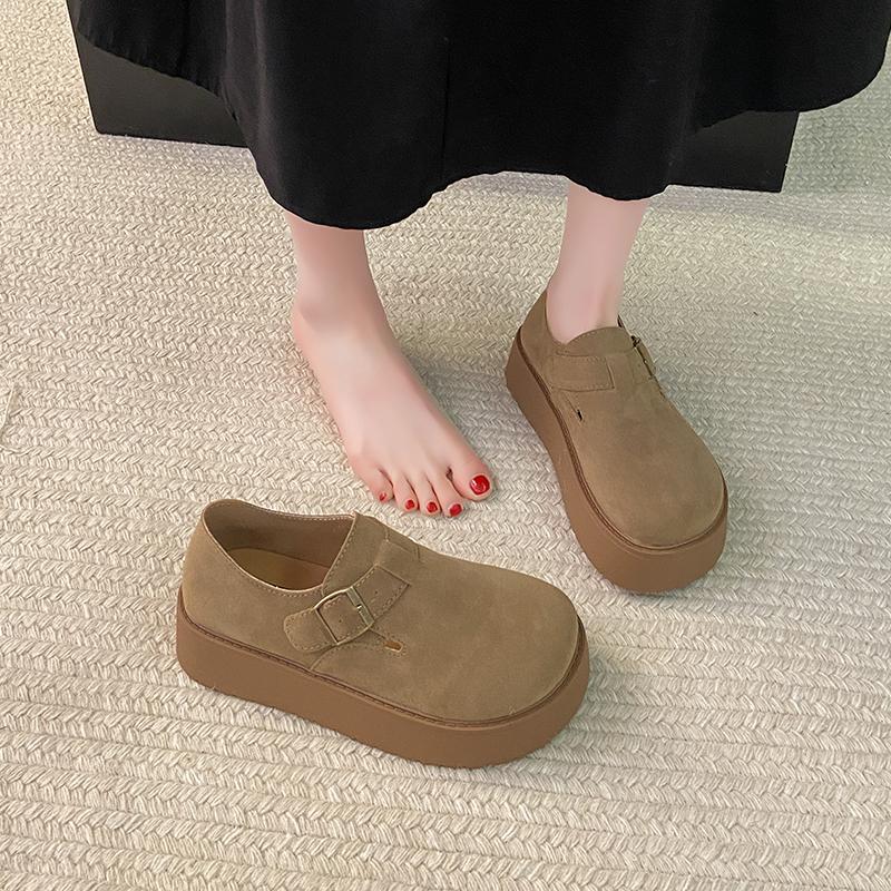 Fashion 2025 New Thick-soled Height-increasing Shoes New Retro and Laid-back Style Anti-slip Single Shoes Soft-soled Women Shoes