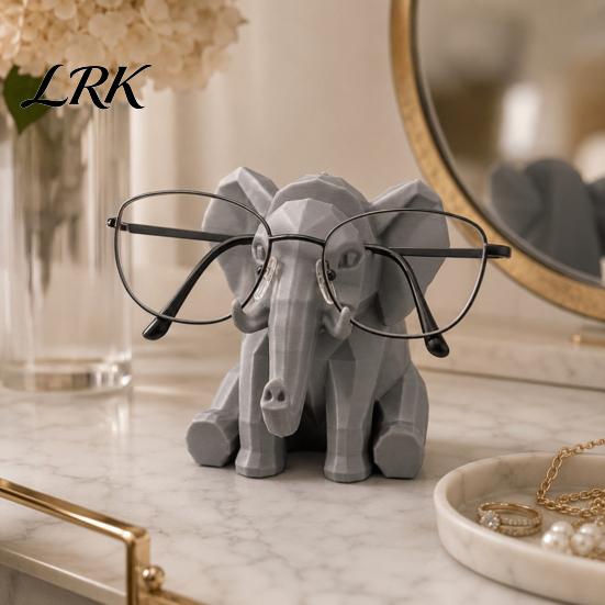 Animal Shape Desk Decor Elephant Glasses Holder, 3D Printed Geometric Eyeglass Display Office Accessories Organizer, Decorative Desktop Ornament