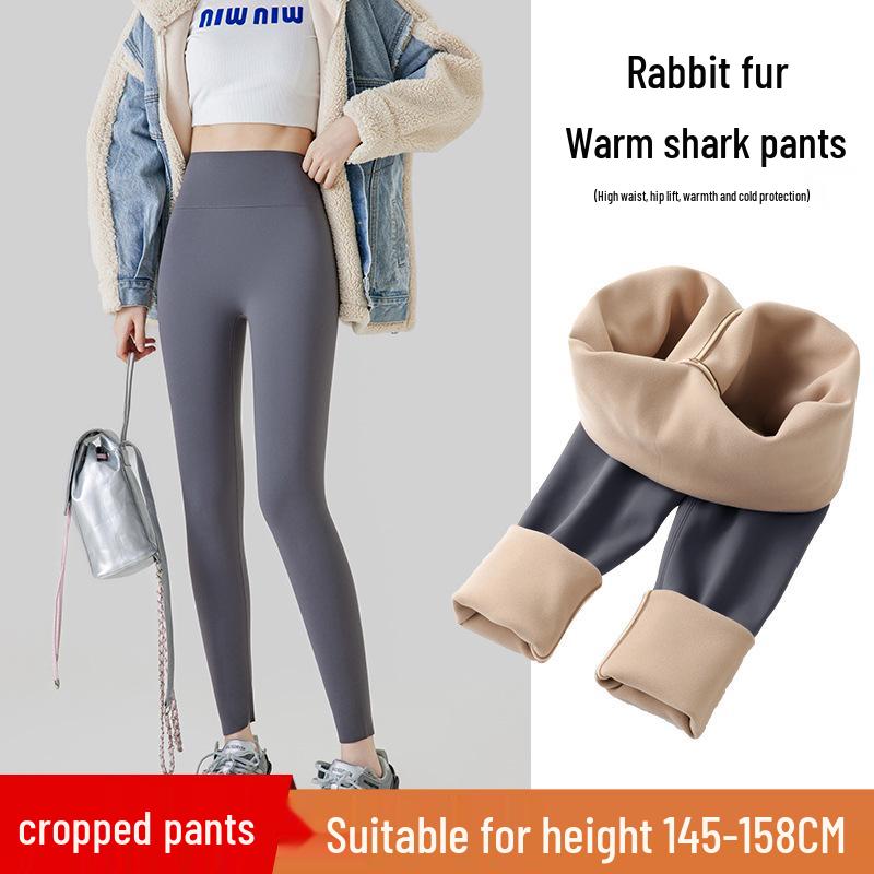 Women's Petite Plus Velvet Shark Leggings for Autumn/Winter - Thick, Tight, Cotton Yoga Pants