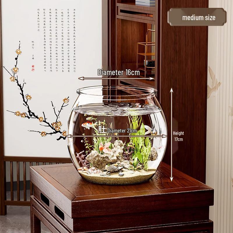 Betta Fish Viewing Tank: Compact Ecological Aquarium for Small Goldfish—Stylish Plastic Design for Home or Office Display