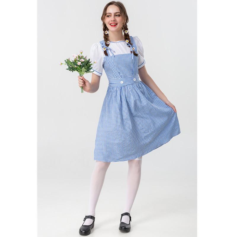 Of Wizard The Oz Dorothy Gale Blue Checkered Roleplay Dress Costumes Halloween