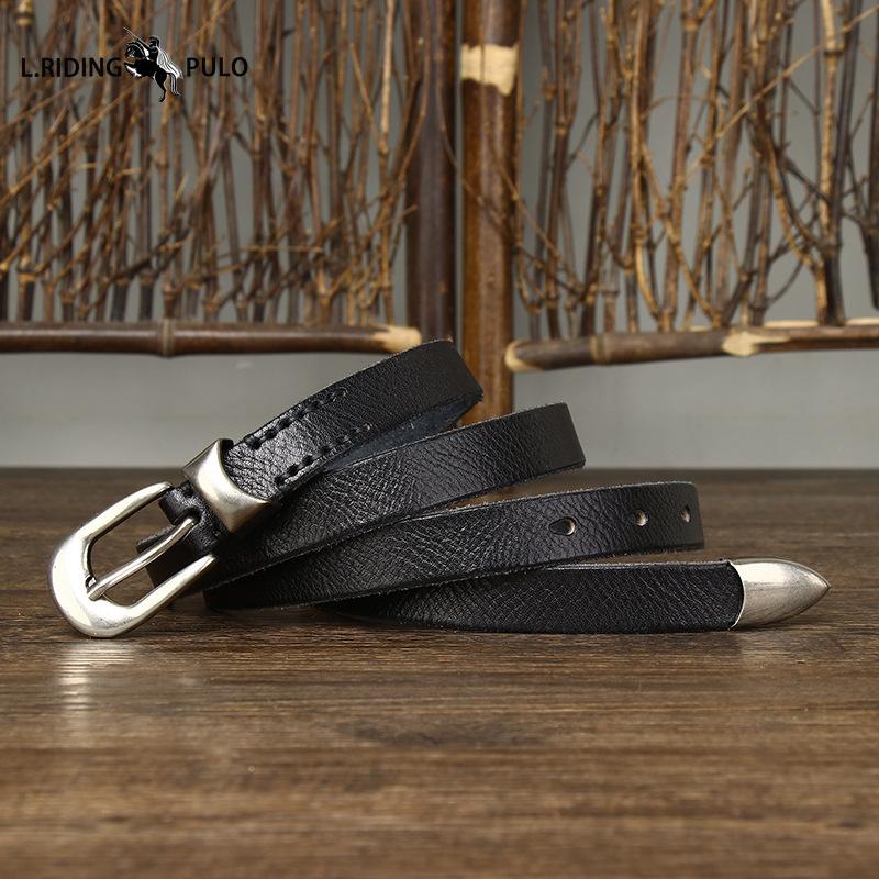 Genuine Leather Belt for Women with Pin Buckle Korean Style Trendy All-match Personality Retro Pure Cowhide Pants Belt Waist Belt