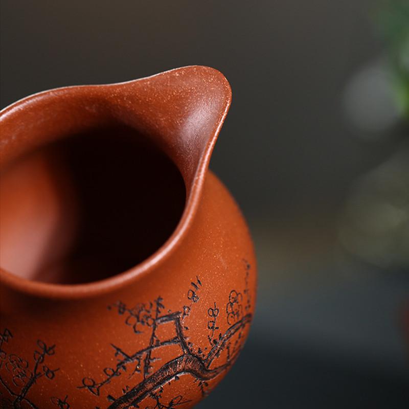 230ml Chinese Yixing Handmade Purple Clay Fair Cup Cha Hai Famous Hand-carved Plum Blossom Teacup Authentic Zisha Tea Set