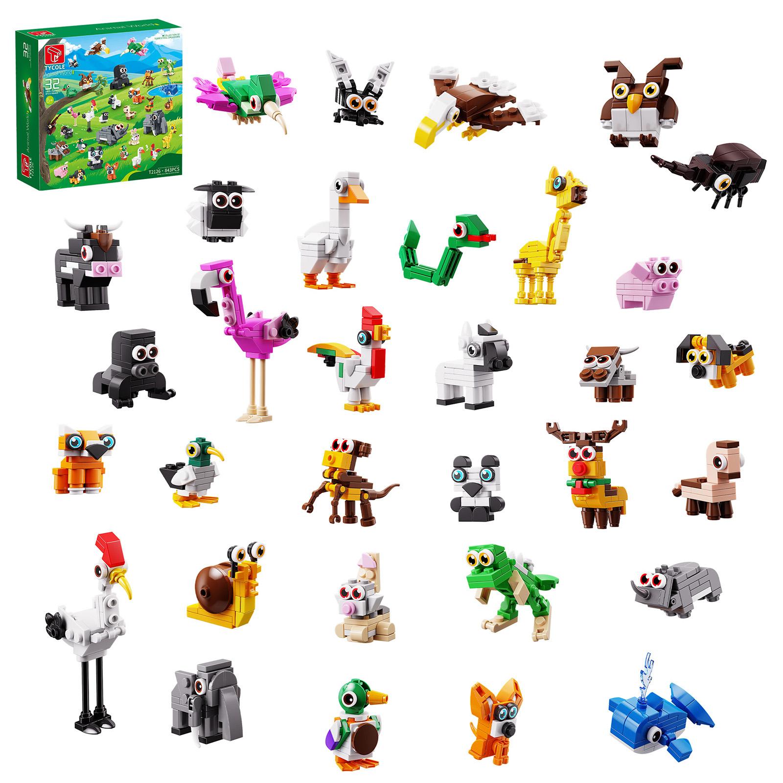 

843PCS Land Animals Building Block Toys Land Small Animals Model Puzzle Bricks Toy Sets For Kid Desktop Ornament Gifts
