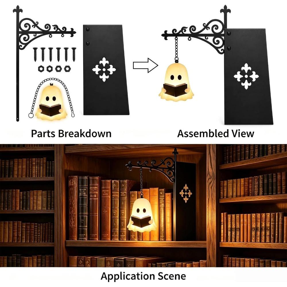 Halloween Retro Bookshelf Lighting Wall Mounted Reading Lamp Metal Gothic LED Night Light  for Studious Home Room Ornament LED