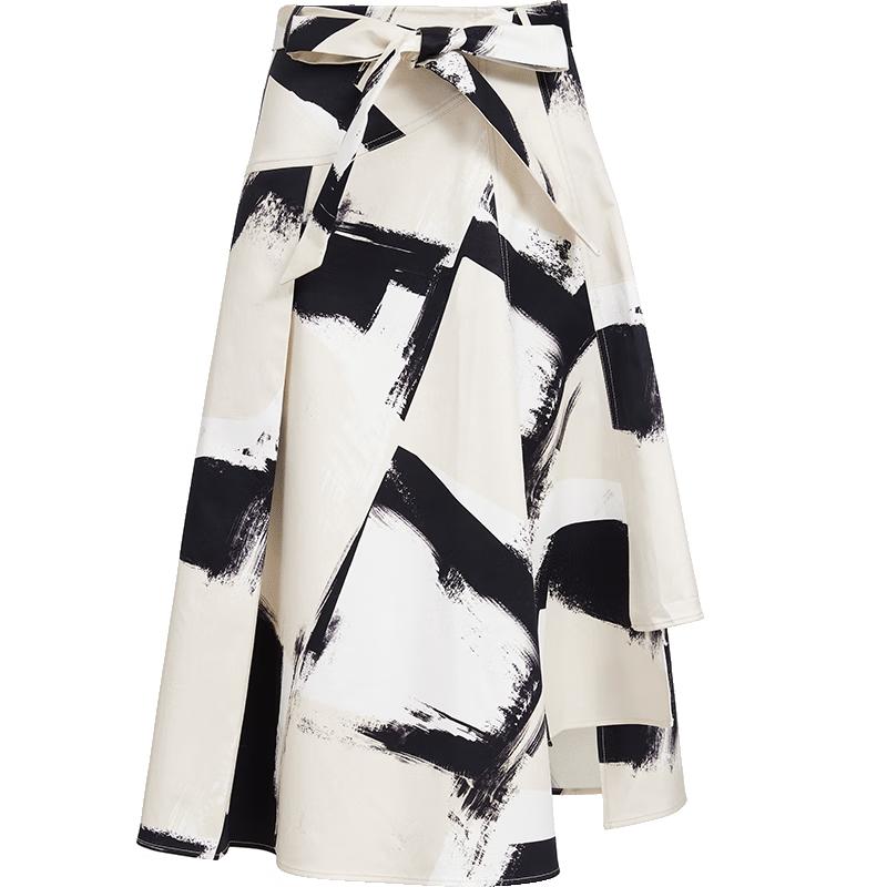 

VEROMODA Women s Belted Print Midi Skirt S
