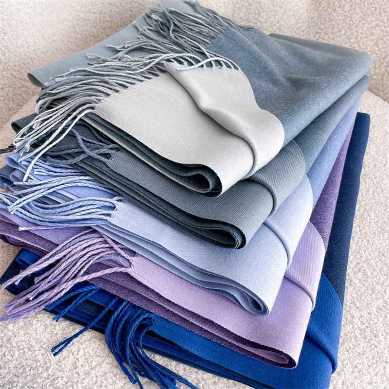 40 Color Solid Winter Cashmere Scarf for Women Warm Hijab Shawl Wrap Lady Pashmina Blanket Tassel Bandana Poncho Stole Scarves