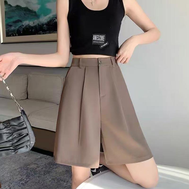 Women Suit Shorts Summer Baggy Solid Wide Pants Korean Fashion Casual Bottoms Classic Shorts Y2k Clothes