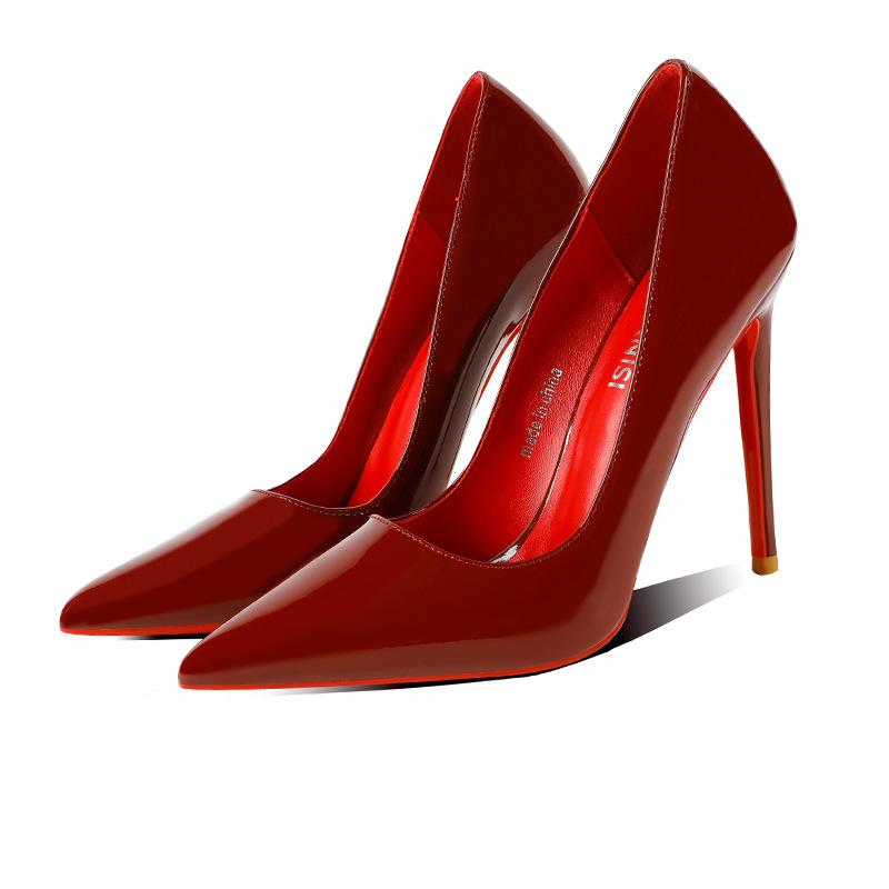 NEW Customize 12cm High Heels Pointed Toe Genuine Leather Stilettos Black Red Lining High Quality Pumps Wedding Elegant Shoes