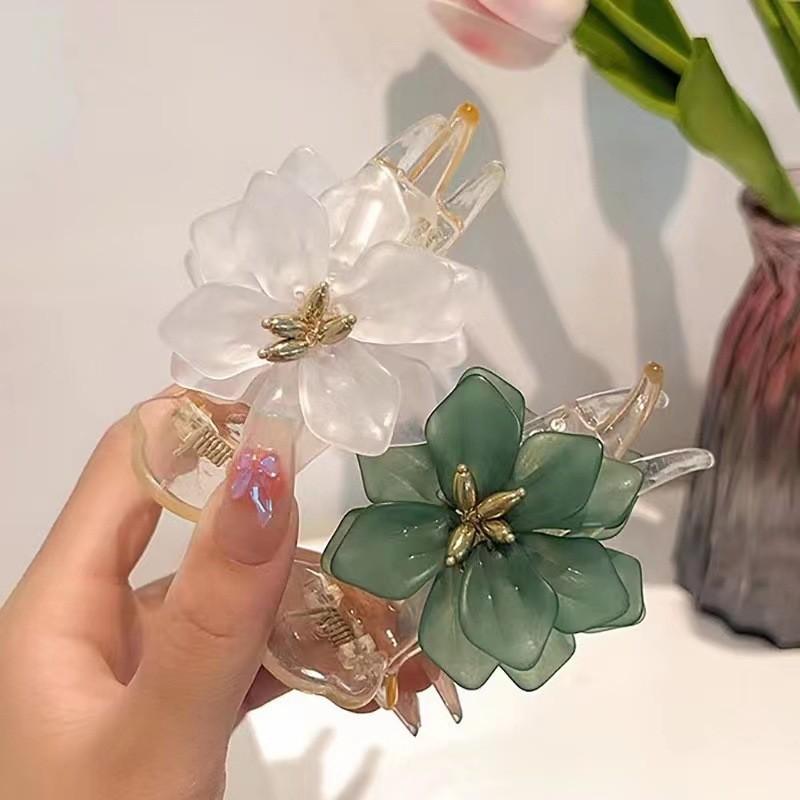 Acrylic Jelly Flower Hair Clip for Women's Fashion Hairpin Balls Head Hair Claw Shark Clip Girls Hair Accessories