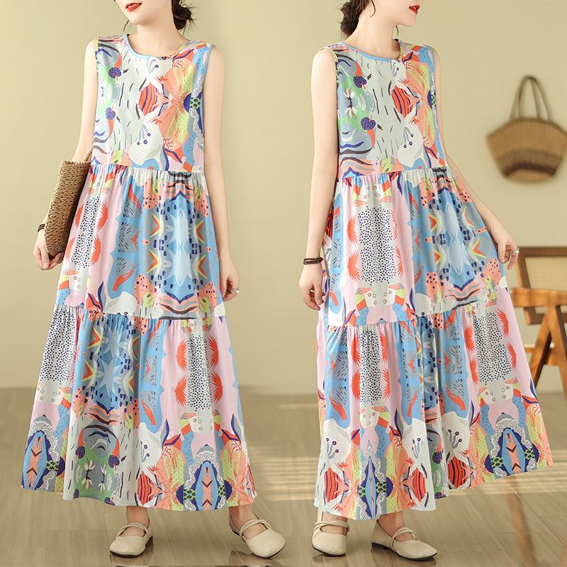 

DIMANAF 2024, женское летнее пляжное платье больших размеров, женское длинное платье без рукавов, повседневный большой свободный сарафан 91659 One Size