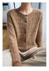 Women's Cashmere Round Neck Cable Knit Cardigan - High-End, Fashionable, Versatile Sweater for Autumn/Winter