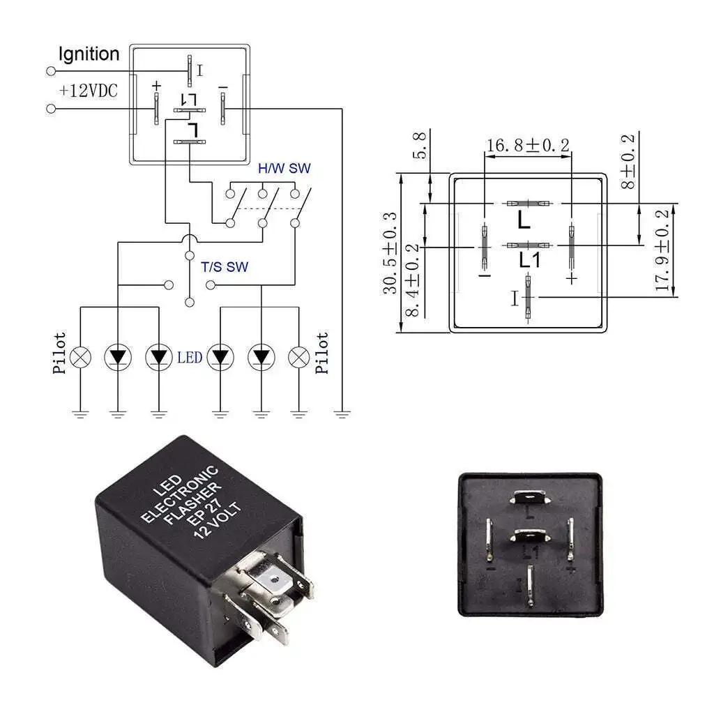 4-Pin EP29 LED Flasher Decoder 4 Pins Electronic Relay Car Fix LED SMD Turn Signal Light Error Flashing Blinker 12V 10A ABS