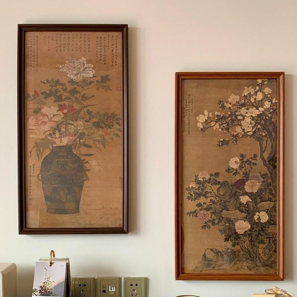 Chinese Pine & Crane Longevity Wall Art - Framed Replica for Living Room, Entrance, Tea Room, or Homestay