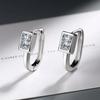 Classic Female Earrings  Sterling SIlver Super Flash Inlaid Square Zircon Small Earrings for Women Circle Birthday