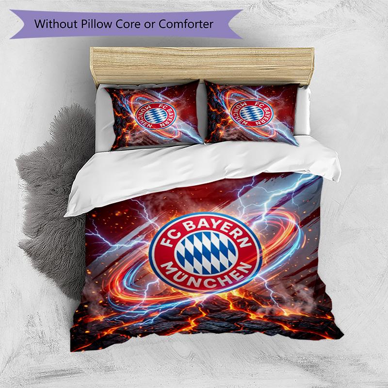 Set Lenzuola 3 Pezzi con Stampa Modello Bayern Monaco Morbido Delicato sulla Pelle Lavabile Copripiumino e Federe Set Tutte le Stagioni Camera da Letto