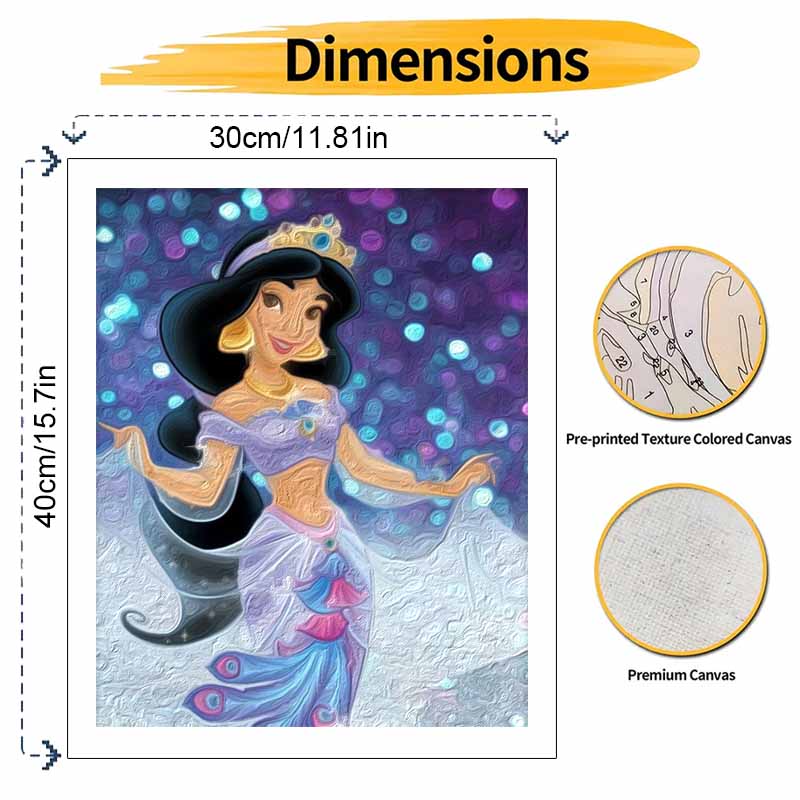 Disney Princess Jasmine Oil Paint Digital Painting Art Kit Handmade DIY Painting Kit Home Decor