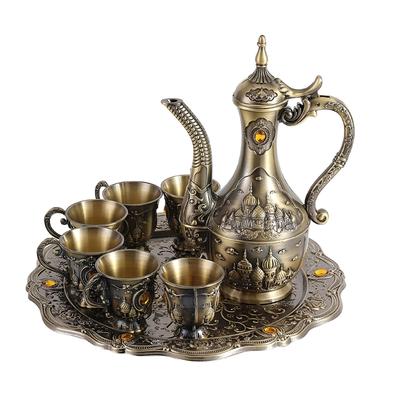 Zinc Alloy Bronze Barwares Set For Elegant Homes Decoration And Formal Event Wine Accessories Coffee Pot and Cups
