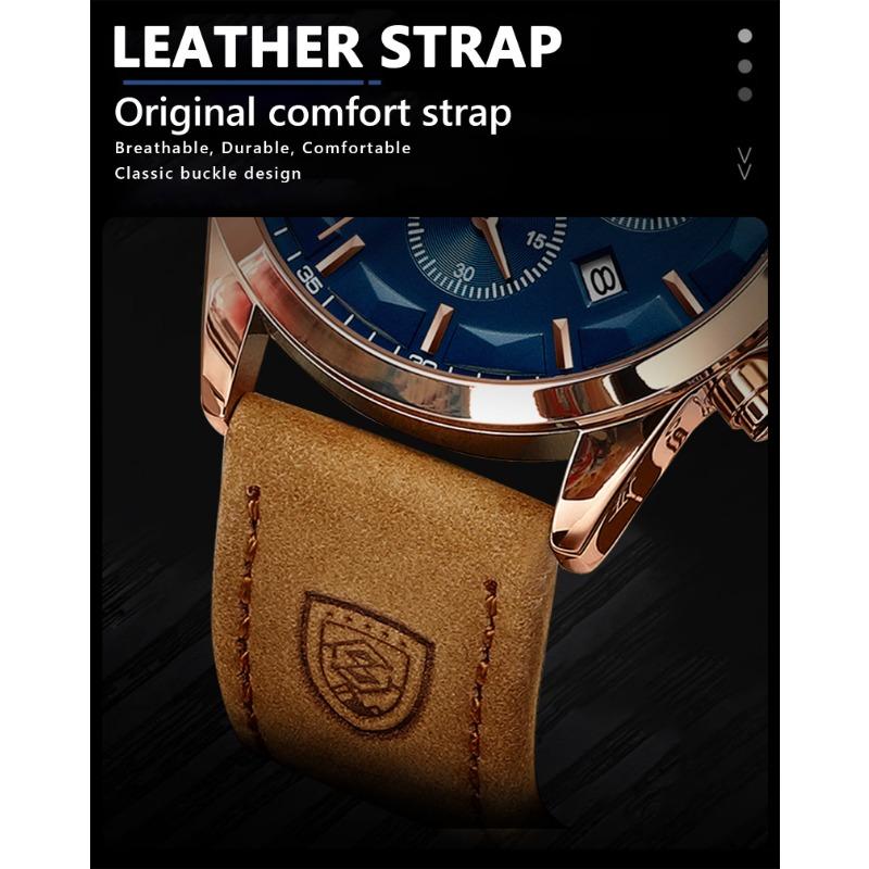 POEDAGAR Luxury Man Wristwatch Sports Leather Quartz Watch Waterproof Luminous Calendar Chronograph Watches Male Clock
