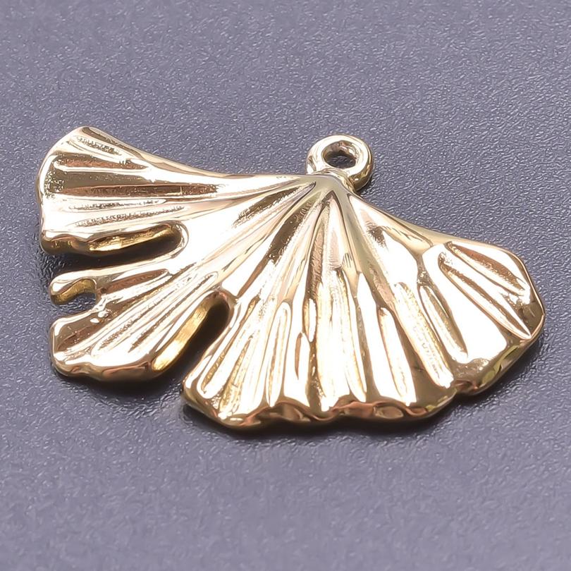 Real Gold Plated Stainless Steel Plant Charms For Jewelry Making Supplies Rose Plum Blossom Leaves 5pcs/Lot Pendant DIY Pendant
