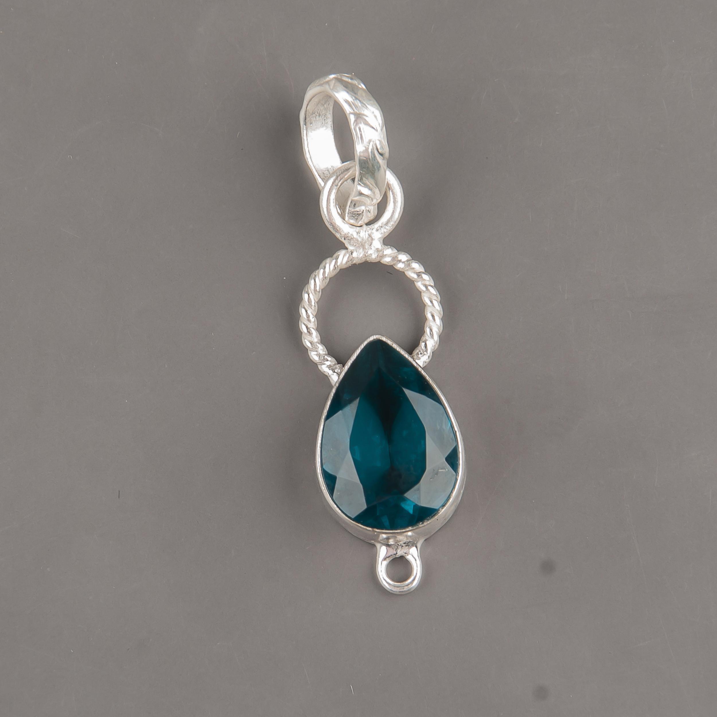 

Apatite Handmade Silver Jewelry, 925 Sterling Silver Pendant, Handmade Beautiful Gemstone Pendant, Apatite Jewelry For Her 1.40 inches синій