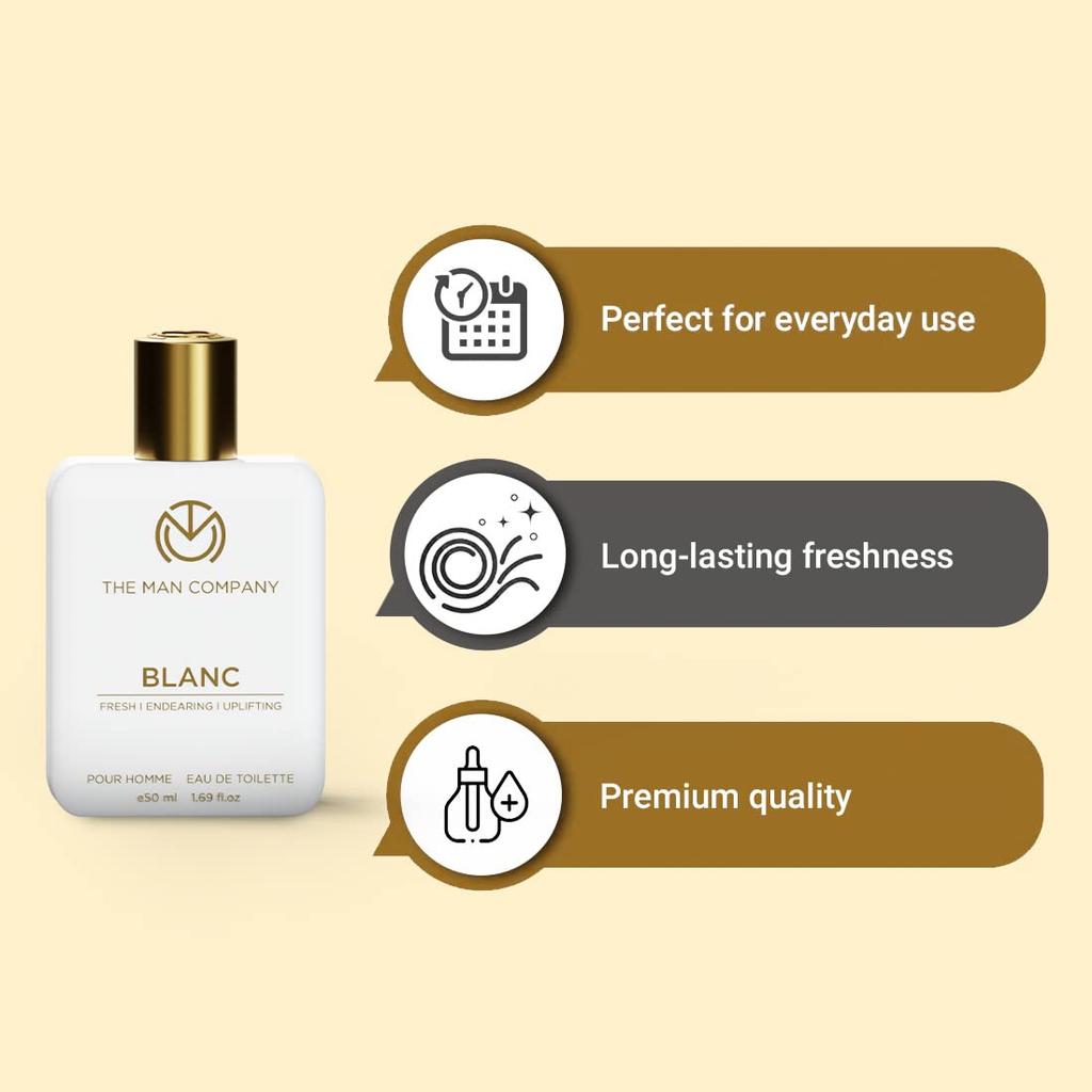 The Man Company Blanc EDT Perfume for Men - 50ml | Premium Long-Lasting Fragrance Spray | Gift for Men, Gift for Him