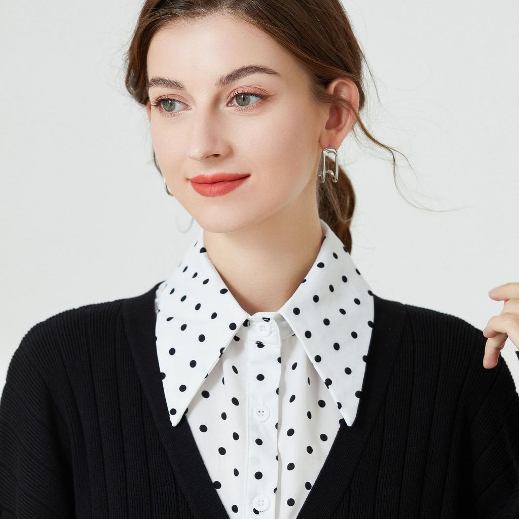 Perfect Match Polka Dots Shirt Detachable Collar For Women Lapel Blouse Tops Fake Collar Female Removable Lapel Flase Collar Accessory
