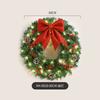 Christmas Wreath Pine Needle Garland Artificial Bowknot Pinecone Door Hanging Ornament Holiday Home Party Wall Decoration