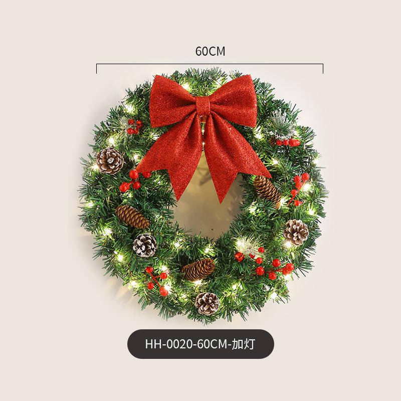 Christmas Wreath Pine Needle Garland Artificial Bowknot Pinecone Door Hanging Ornament Holiday Home Party Wall Decoration
