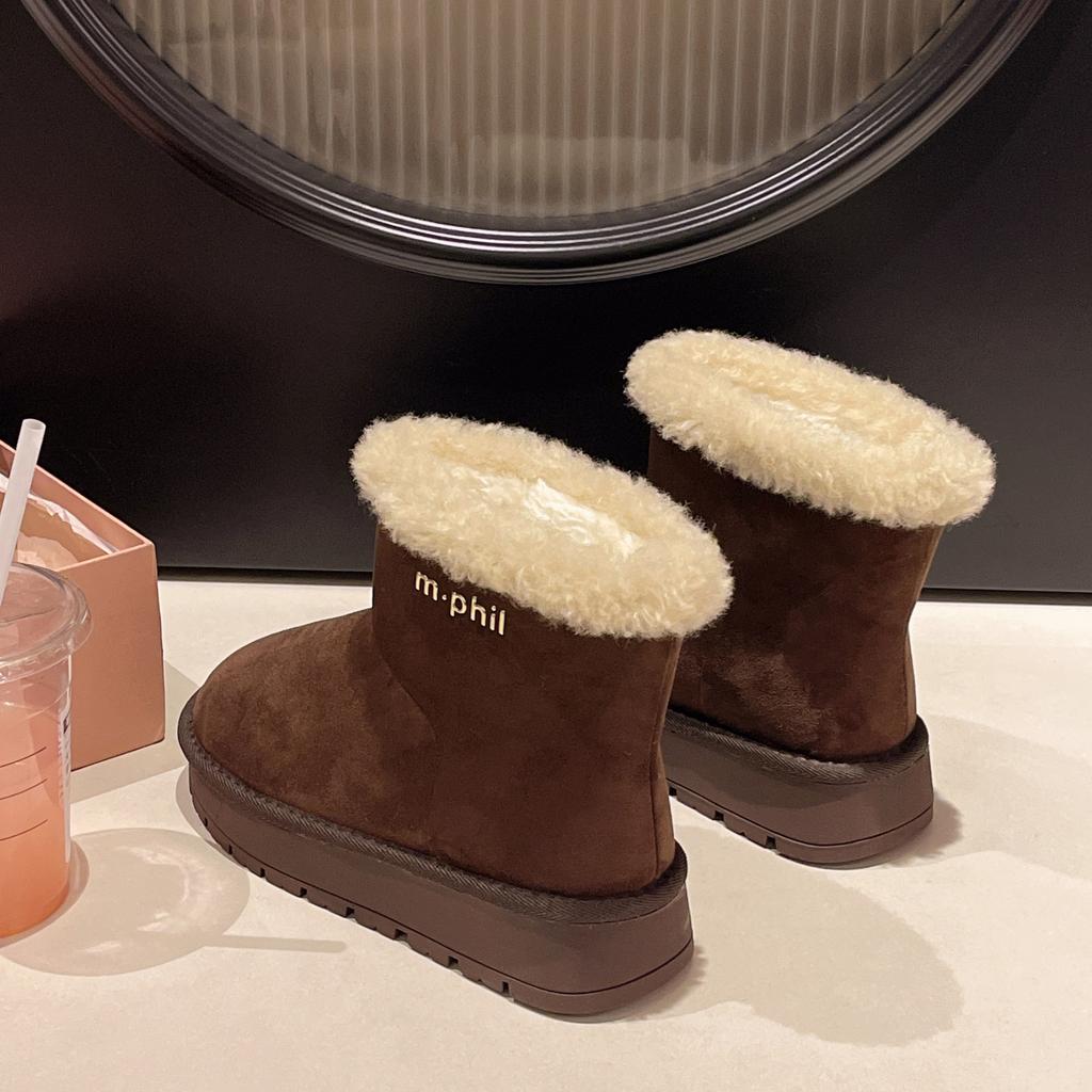 Retro temperament cartoon short boots plush warm thick-soled women's snow boots autumn and winter fashion outer wear home cotton shoes