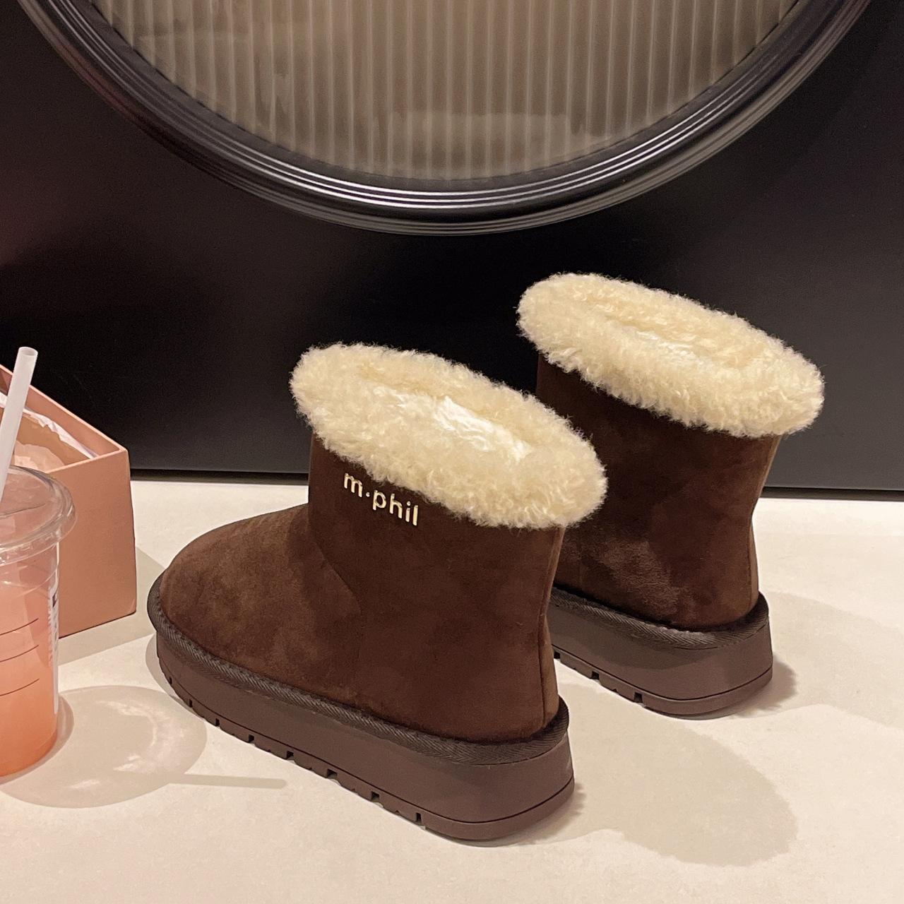 

Ретро темперамент мультяшные короткие ботинки плюшевые теплые на толстой подошве женские зимние ботинки осенне-зимняя мода верхняя одежда домашние хлопковые туфли 40 кофейный