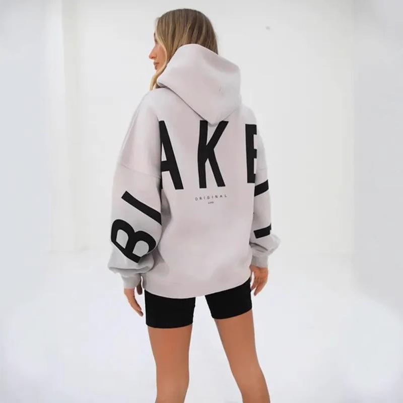 Unisex Oversized Hoodie mit großem Buchstaben-Print, lässiger Pullover mit langen Ärmeln, Kapuzenpullover