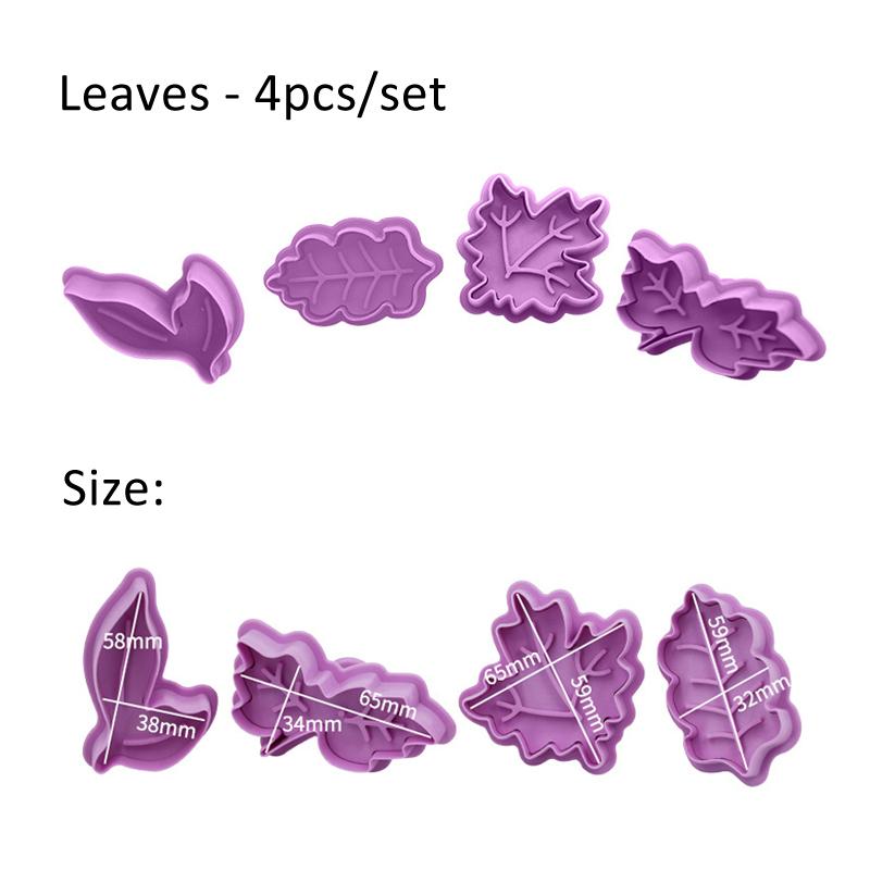 4Pcs/Set Christmas Halloween Cookie Cutter Stamp Biscuit Mold 3D Cookie Plunger Fondant Sugar Craft Pastry Cake Decorating Tool