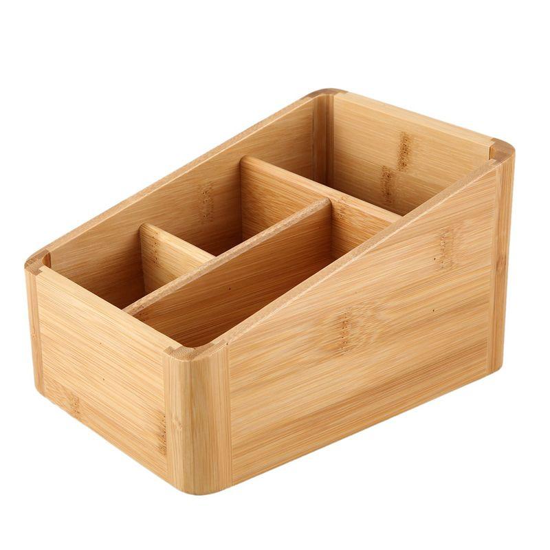 A74E-2X Remote Control Holder Key Collection Cosmetics Receipt Inclusion Organizer Storage Box Wooden Box Organizer Box