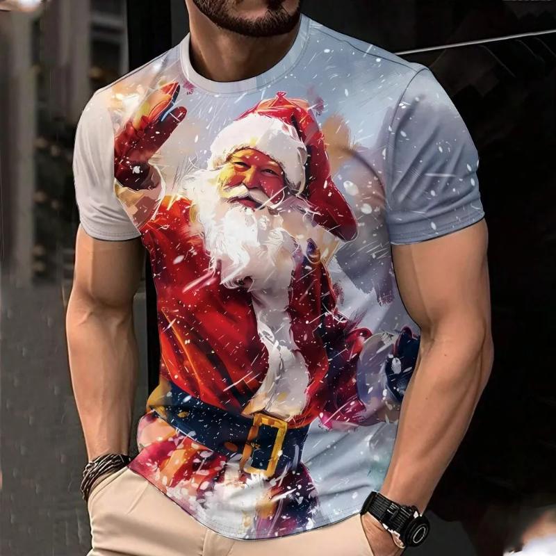 Fashion Men's Crew Neck Short Sleeve 3D Color Printing Casual Short Sleeve Crew Neck T-Shirt