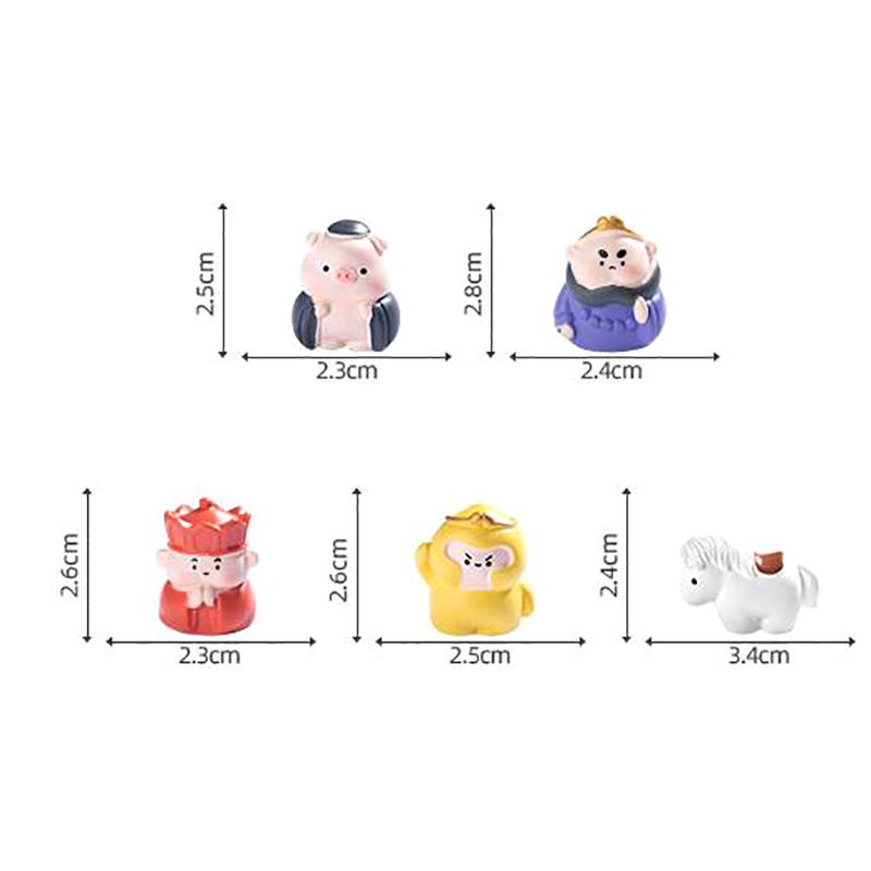 5Pcs/Set Cartoon Mini Resin Journey To The West Doll Miniatures Figurines Ornament Cute Fairy Garden Micro Landscape Diy Craft