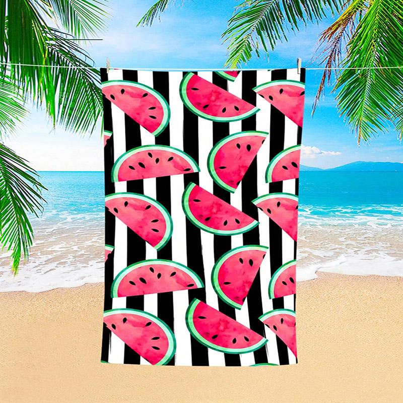 Watermelon & Stripes Beach Towel for Fun Patterned Sunscreen And Windproof Suitable For Swimming Pool Camping Travel Blanket