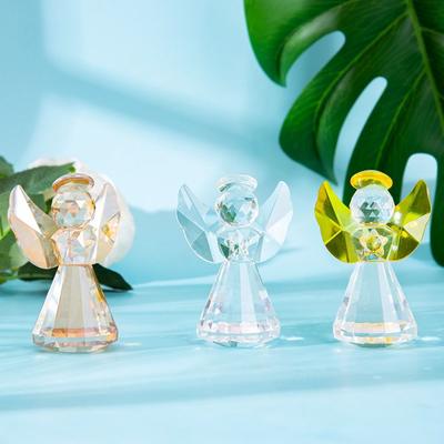 Hantverk Skyddsängel Figur Samlarobjekt Gåva Kristall Ängelstaty Glas Heminredning Mini Bordsdekoration Vardagsrum