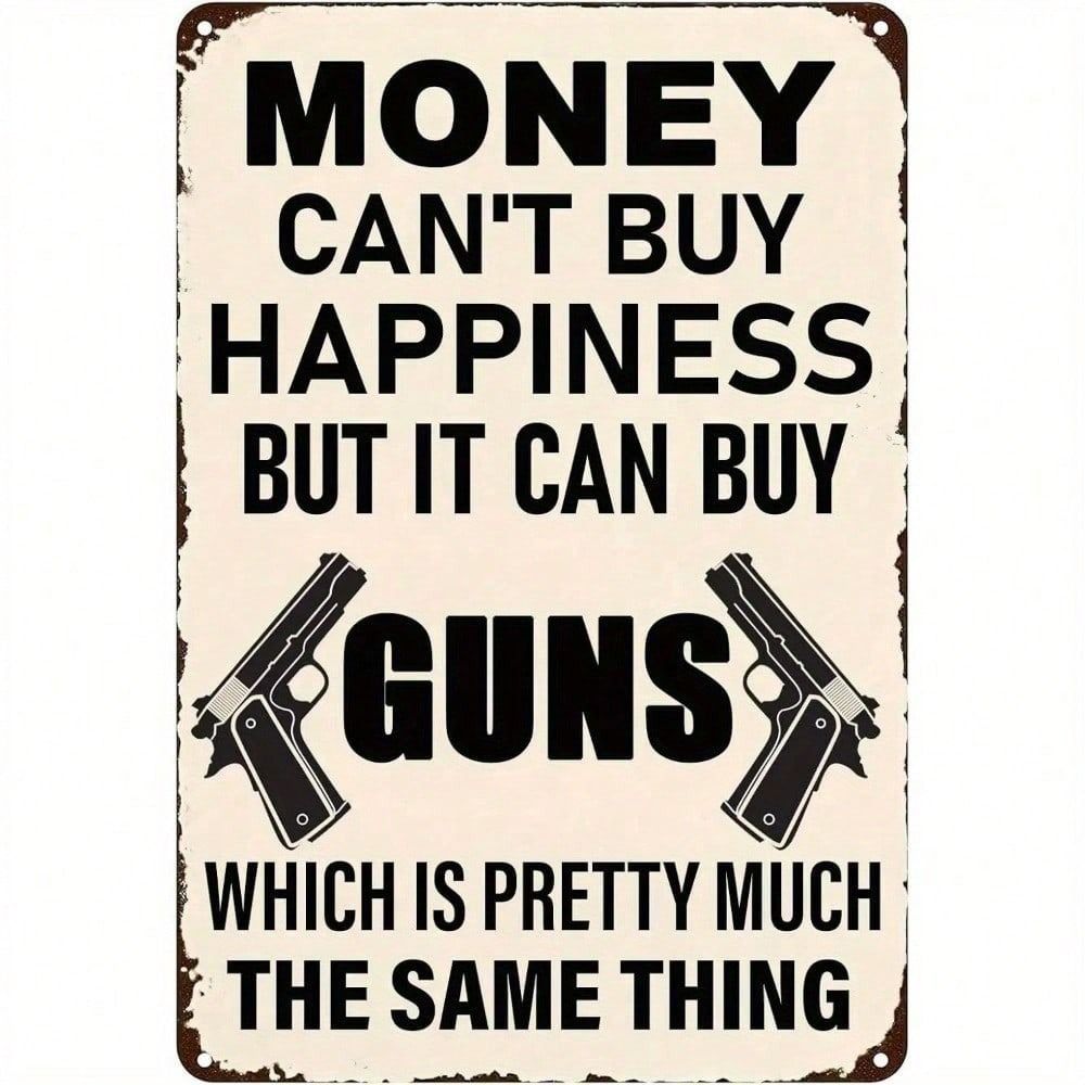 

Vintage Metal Wall Poster Gun Decor Man Cave Gift