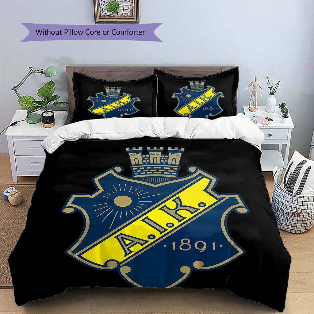 FC AIK Pattern Bedding Home Decoration Birthday Gift (1 * Duvet Cover + 2 * Pillowcase, Without Core)